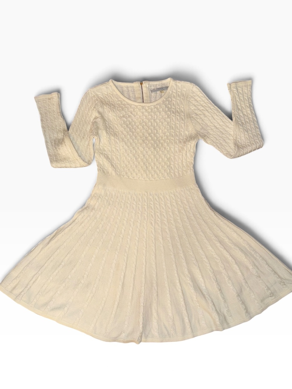 Marc New York Andrew Marc Cable Knit & Flare Dress Ivory Cream Size PM